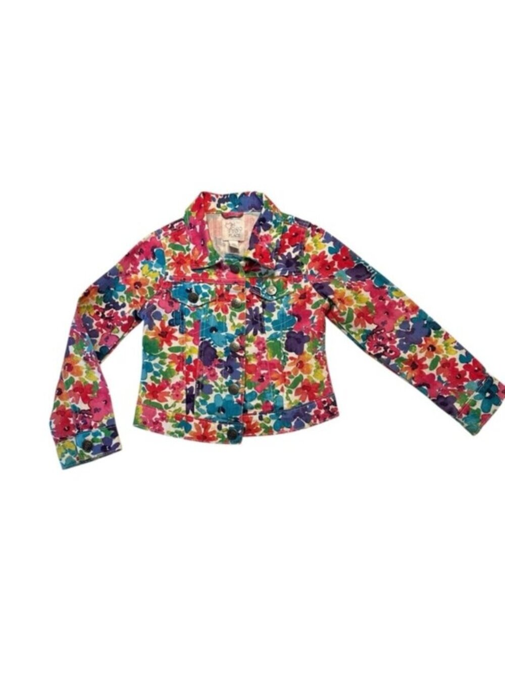 1989 Place | Kids Girl Red & Blue Floral Color Full Denim Jacket Size Small
